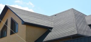 Asphalt shingle roof on a suburban home