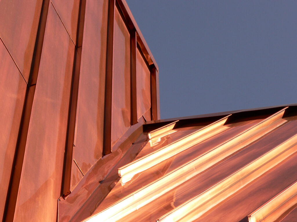 Copper roofing up close